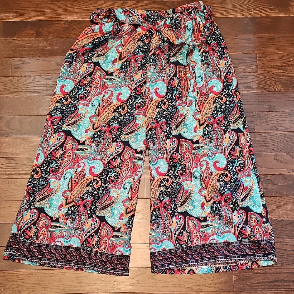 Paisley Print Wide-Leg Pants